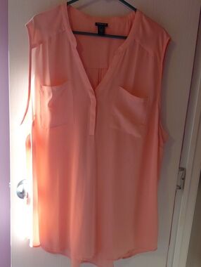 torrid Peach Sleeveless V-Neck Blouse